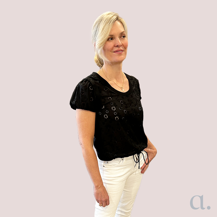 Brigitte Cap Sleeves | Black Eyelet