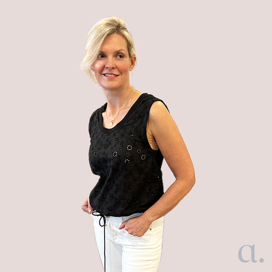 Lily Vest | Black Eyelet